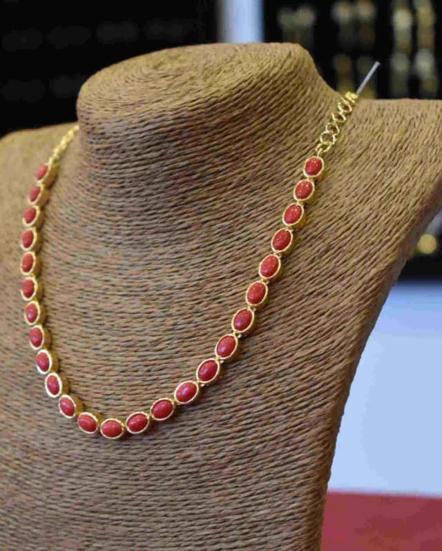 Coral Necklace, ஐம்பொன் பவள நெக்லஸ், പഞ്ചലോഹം പവിഴമാല, పంచలో...