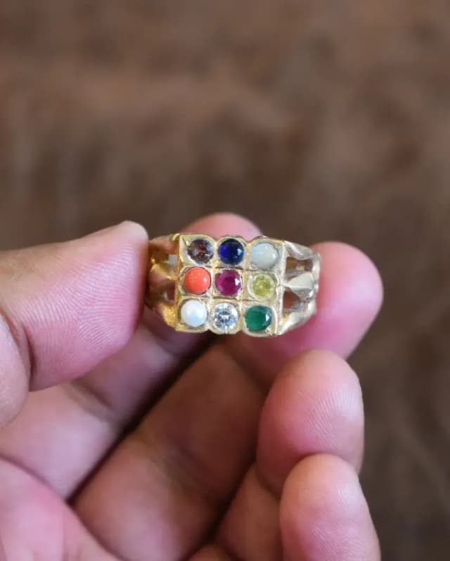 Trishool Navarathna Ring, ത്രിശൂല നവരത്ന മോതിരം, ஐம்பொன் நவர...